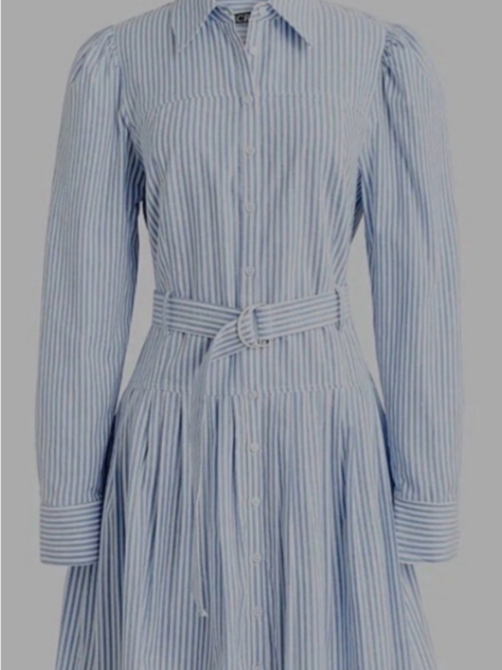 J. Crew Light Blue and White Striped Belted Shirt Dress